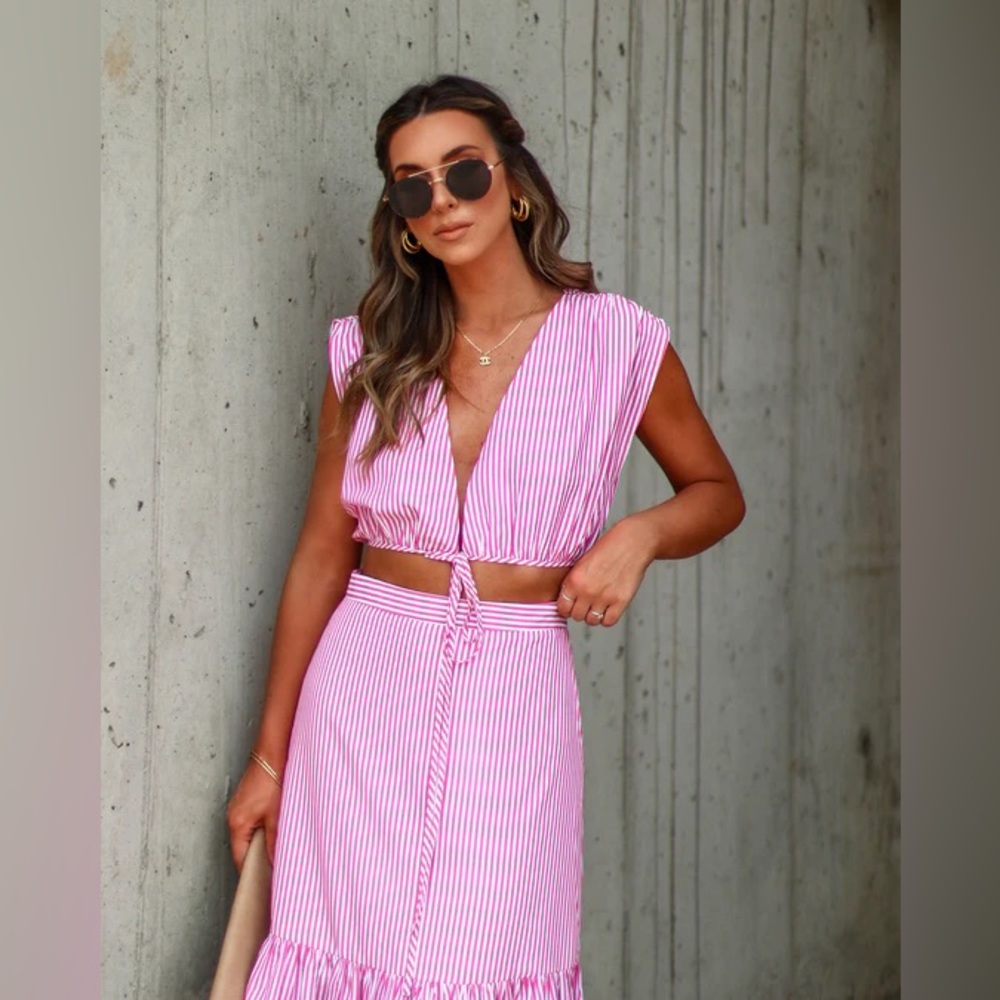 NWT Reagan Striped Drawstring Crop Top & Maxi Skirt - Picture 5 of 5